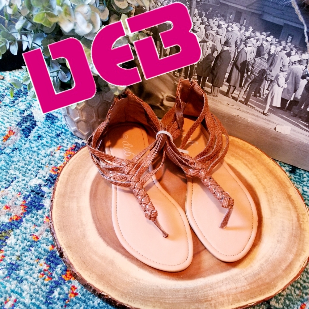 DEB Boho Snake Skin Gladiator thong sandal size 8